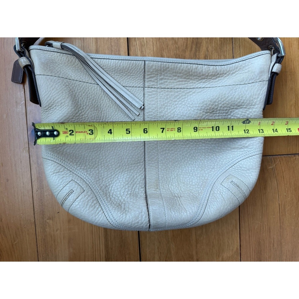 VTG Coach Beige Pebbled Full Grain Leather Large Shoulder Hobo Bag 3227 Y2K - Picture 13 of 13